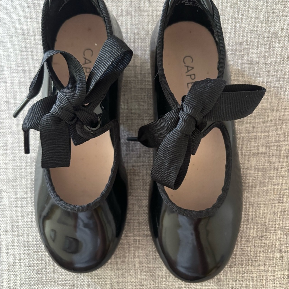 Capezio Black Patent Mary Jane Tap Shoes with Grosgrain Bow